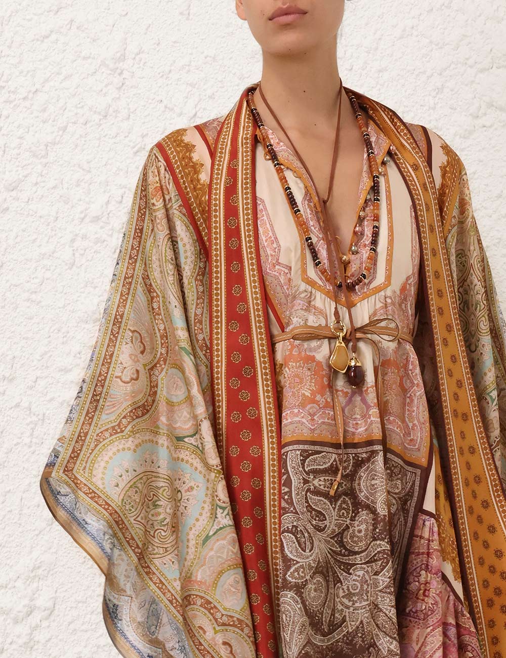 Zimmermann Sundance Tie Neck Mini in Spliced, detail — The Quiet Edition